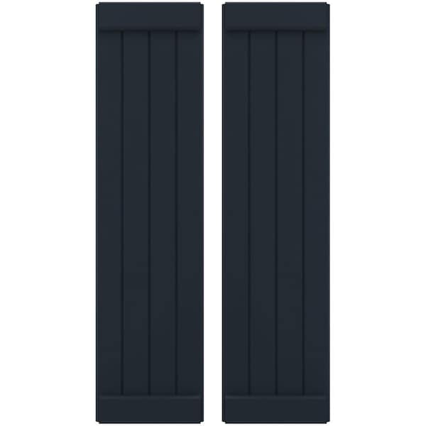 Ekena Millwork Americraft 4-Board Exterior Wood Joined Board-n-Batten Shutters w/ End Batten, ARW103BB414X77OBH, PR ARW103BB414X77OBH - main